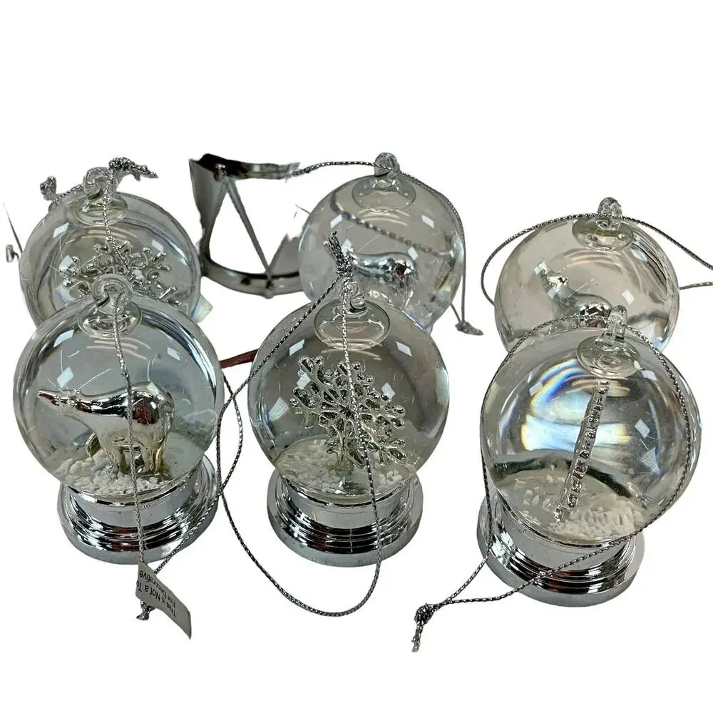 Large Lot Classy Silver Ornaments Gifts Snow Globes Drums Balls Berries Dillards